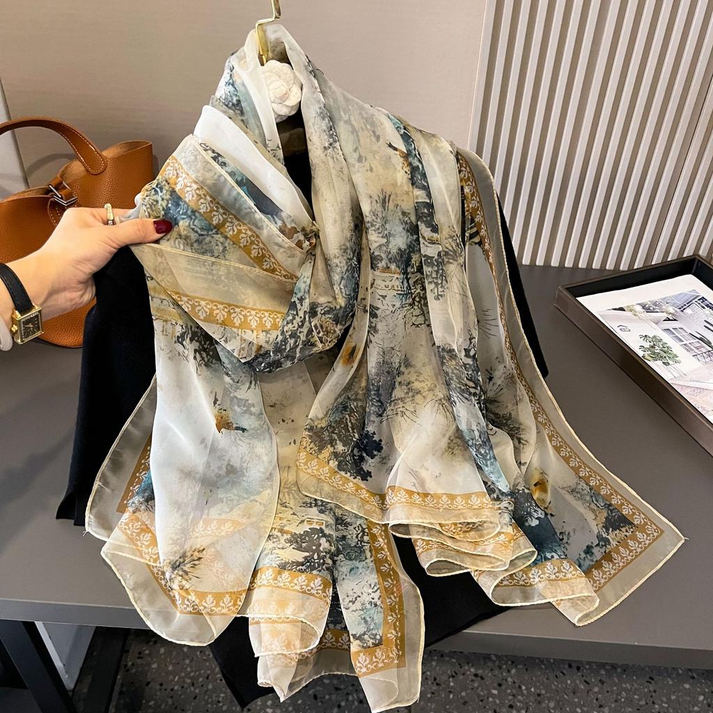 Мягкий полиэстеровый шарф с цветочным принтом для женщин - универсальная шаль, уютная и теплая, ветрозащитная, идеально подходит для повседневной носки