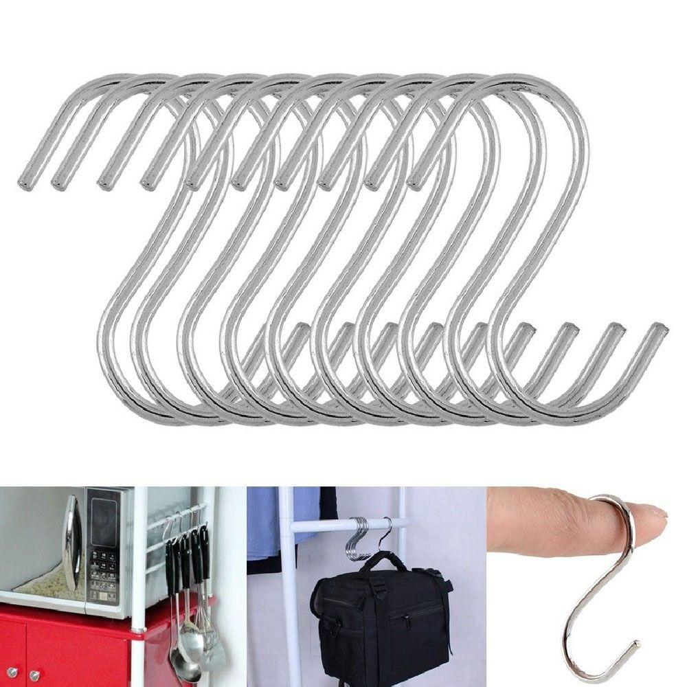 5/10/20pcs Household Organizer Stainless Steel Storage Rack S Shaped Hook Clasps Hooks Hanger