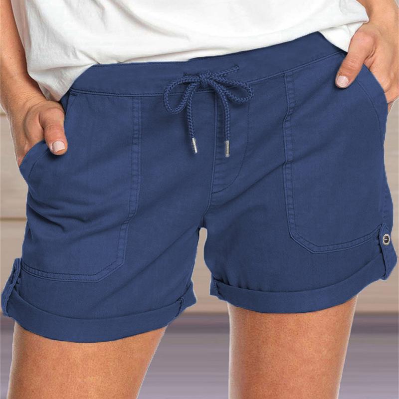 GMXIA Летние однотонные прямые повседневные брюки женские шорты на шнуровке