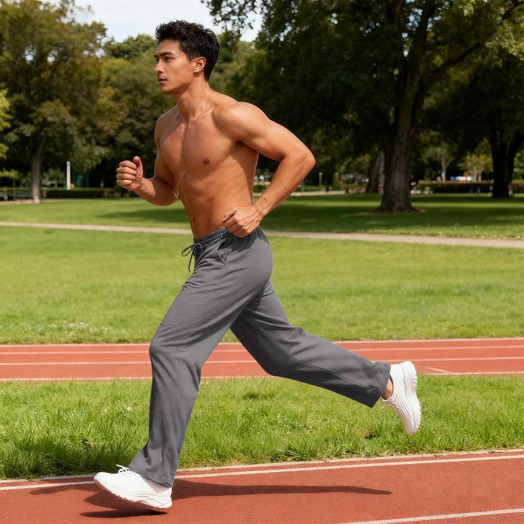 Men's Casual Loose Sports Loose Straight Leg Fitness Belt Pocket Sweatpants