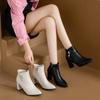 Winter Women's Round Toe Fashion Boots Chunky Heel Short Cotton Boots Side Zipper High Heel Single Women's Ankle Boots