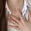 Серебряная подвеска-ожерелье S925 с тремя кольцами и бриллиантами - Женский роскошный универсальный чокер с элегантным, нишевым дизайном