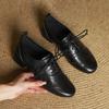 Новые кожаные лоферы женские на шнуровке на платформе нескользящие из овчины женские туфли черные обувь больших размеров четыре сезона повседневные одинарные туфли женщины