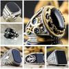 Duowei European & American Retro Black Zircon Ring with Popular Pattern