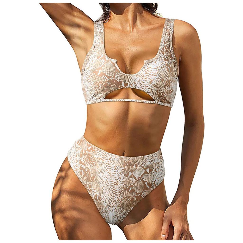 Women's Printing Padded Push Up 2 Piece Bikini Hollow Out Swimsuits Beachweart