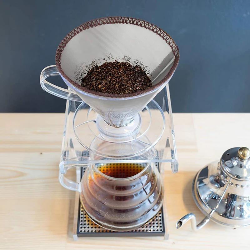 Многоразовый фильтр для кофе с мелкой сеткой из нержавеющей стали, универсальный фильтр для кофе с капельным конусом, безбумажный