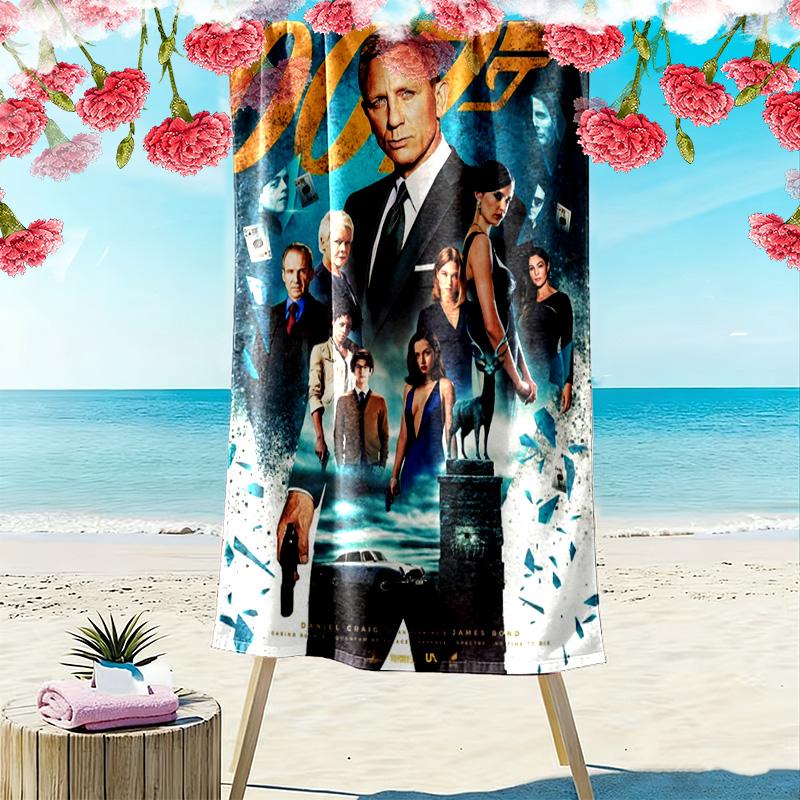 007: Spectre - Espionage Action beach towel Portable for travel soft Outdoor pool towel seaside swim Travel and vacation towels Comfort