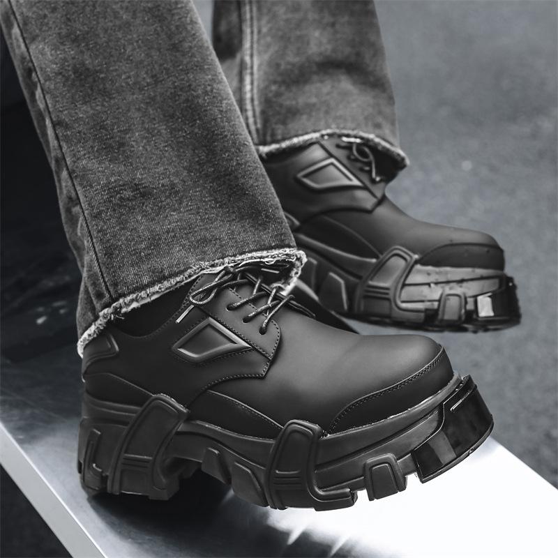 Новые туфли Дерби мужские высокого класса, черные, на платформе, с завышенной талией, кожаные туфли для улицы 20241-J