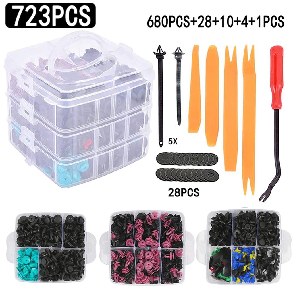 Смешанный комплект автомобильных крепежных зажимов, фиксаторов для кузова автомобиля, заклепок, бампера, дверной обшивки, панели, крепежных элементов с коробкой, автомобильные аксессуары