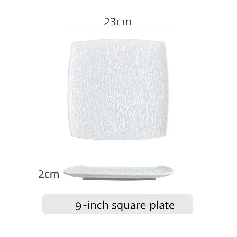 Высококачественные матовые обеденные тарелки, квадратные блюда, черно-белая керамическая тарелка, бытовая посуда, ретро блюдо для жареного мяса, 9 дюймов.
