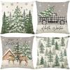 Winter Christmas Theme Forest Pillow Cover Nordic Retro Style Home Sofa Warm Atmosphere Cushion Cover