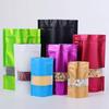 Colored Self-supporting Self Sealing Bag Aluminum Foil Sealed Biscuit Flower Tea Sealed Pocket Candy Facial Mask Gift Window Bags