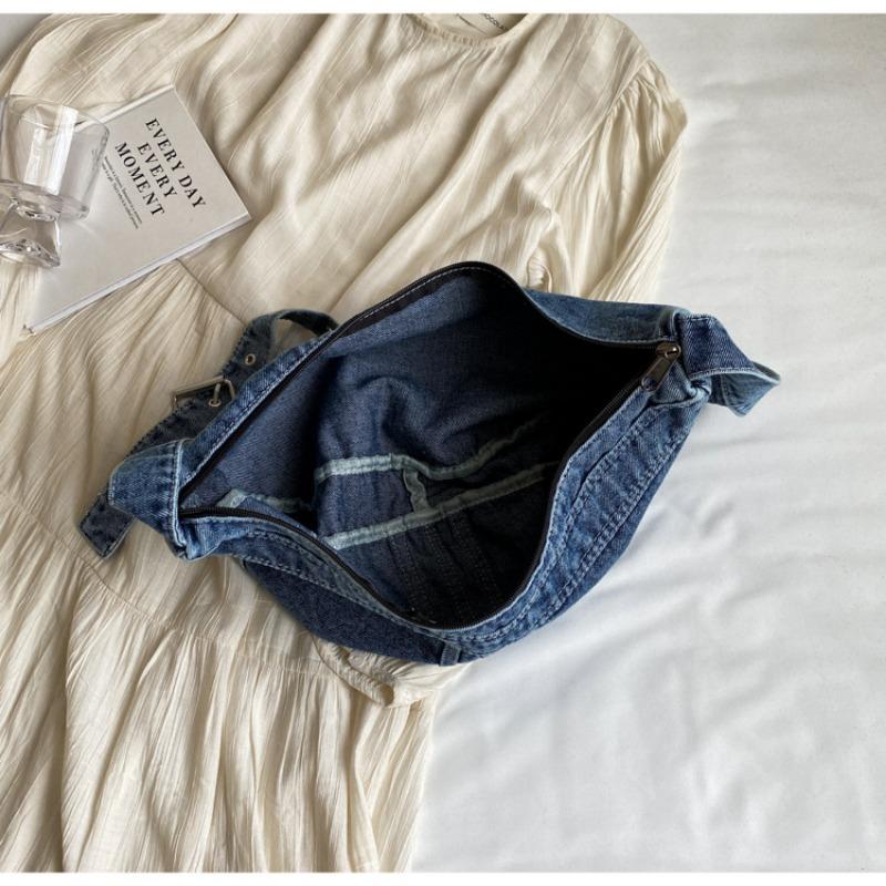 Студенческая сумка через плечо, японская джинсовая сумка Харадзюку для девочек, корейская универсальная сумка кроссбоди, женская сумка-пельмень через плечо