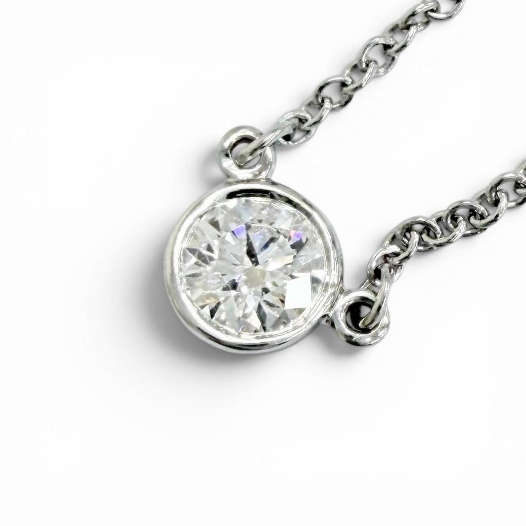 Great TIFFANY&Co. Necklace By the yard PT950 1P Diamond, Setting Diameter Used