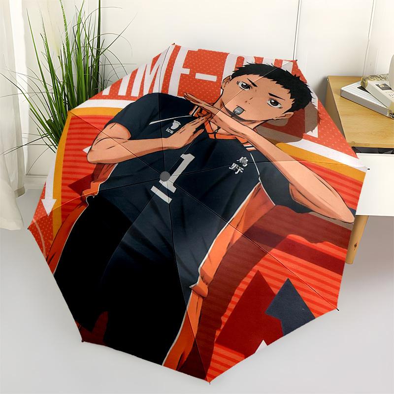 1pc Haikyuu!! Kuroo Tetsurou Automatic Opening Closing Umbrella Portable 3-Fold Design, 8-Bone Iron Frame Outdoor Umbrella, Perfect Gift for Fans, Tra
