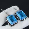Swiss Blue Topaz Gemstone Earring, 925 Sterling Silver Earring, Boho Silver Earring Jewelry, Bohemian Earring For Gifts, Women's Earring