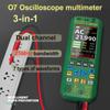 Ручной осциллограф 3-в-1, двухканальный цифровой мультиметр, полоса пропускания 25 МГц, частота дискретизации 208 МВыб/с, тестер тока и емкости