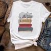 (Asian Size) Women Print Tee Top Fashion T Shirt Cat Books Trend Cute 90s Sweet  Woman Female T Clothing Short Sleeve Graphic T-shirts