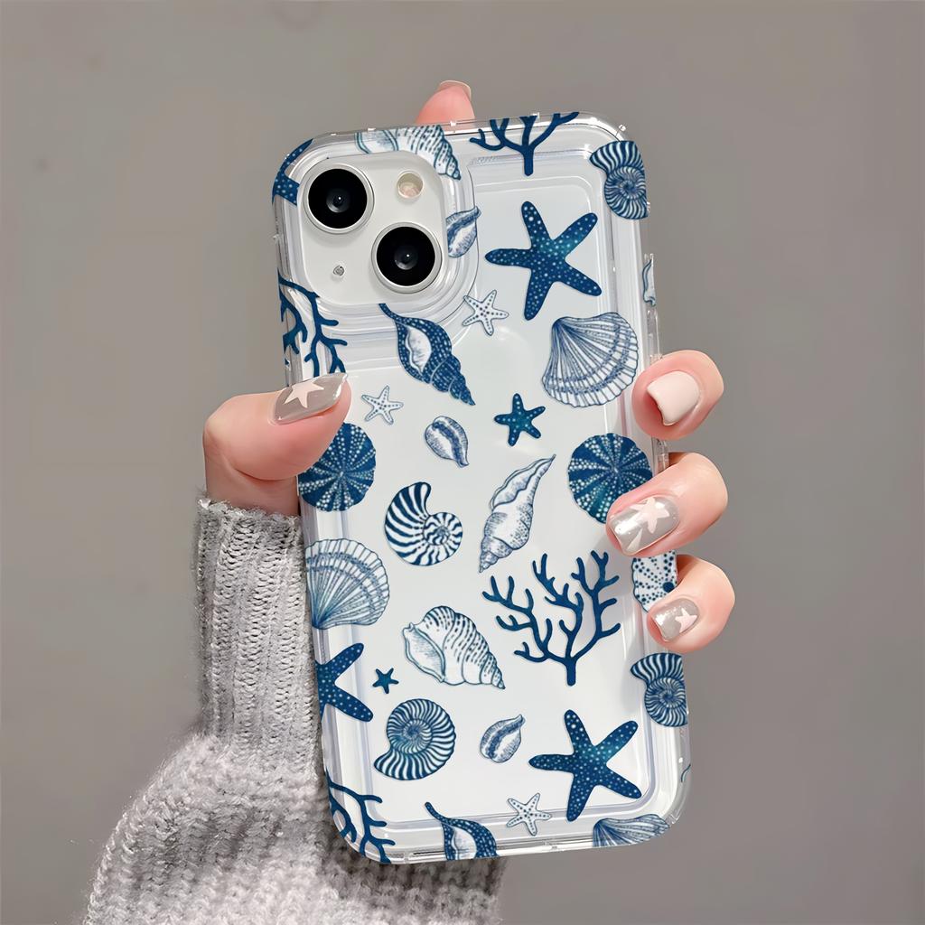 Арт Синий Морской Организм Чехол для Телефона для Samsung Galaxy S25 S24 S23 S22 S21 S20 S10 Note20 FE Ultra Plus 4G 5G Прозрачная Задняя Крышка