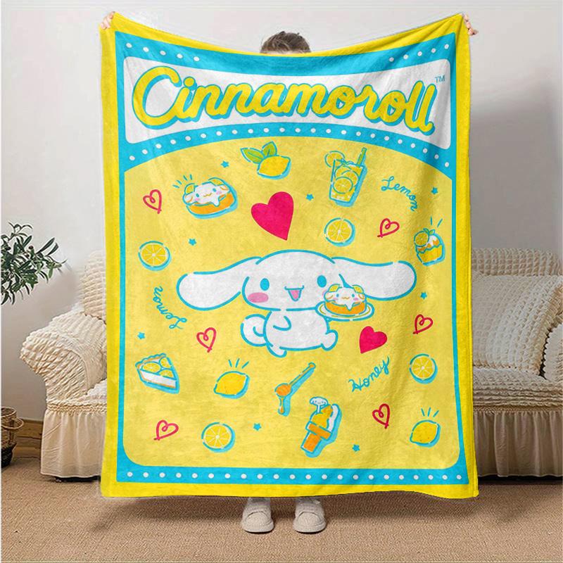 1pc Cinnamoroll's Sweet Lemon Honey Adventure Cartoon Blanket, Seasonal Home Decor Gift, Living Room, Travel, Camping, Car Blankets, Beach, Office Nap