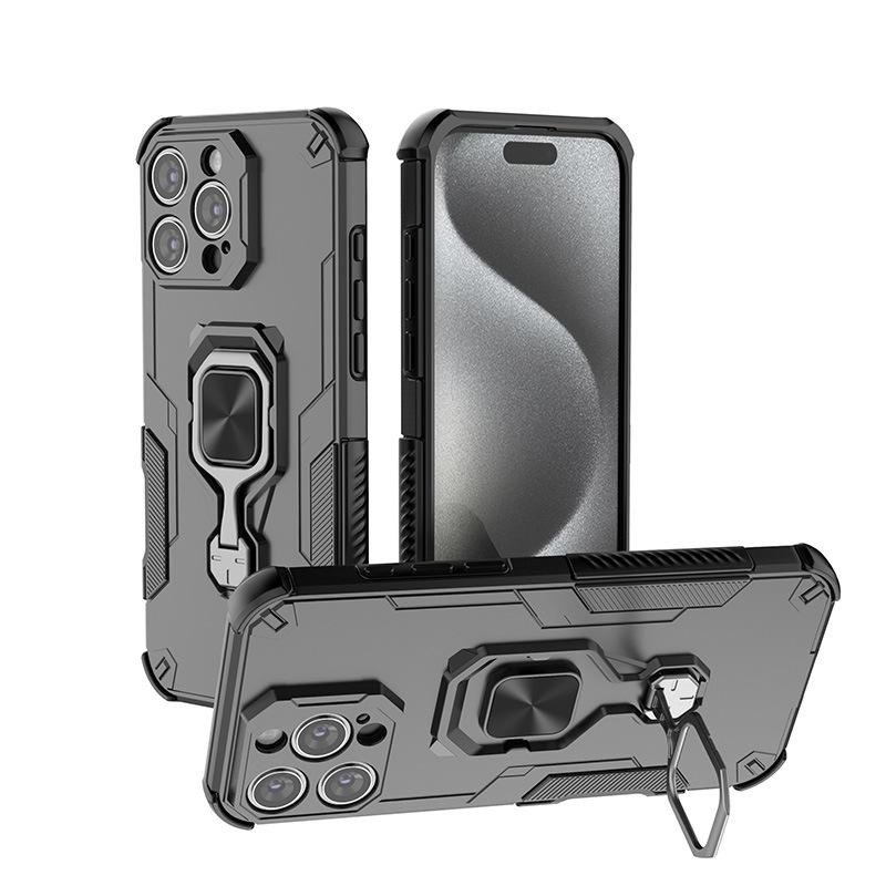 For iPhone 16 15 14 13 Pro Max Phone Case Camera Lens Protect Armor Case For iPhone 14 15 16 Plus 16E Magnetic Ring Holder Cover