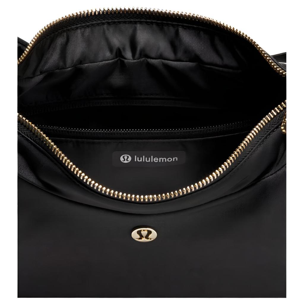 Lululemon Городская сумка через плечо из нейлона, унисекс, черная с золотым, LW9FRTS-3385