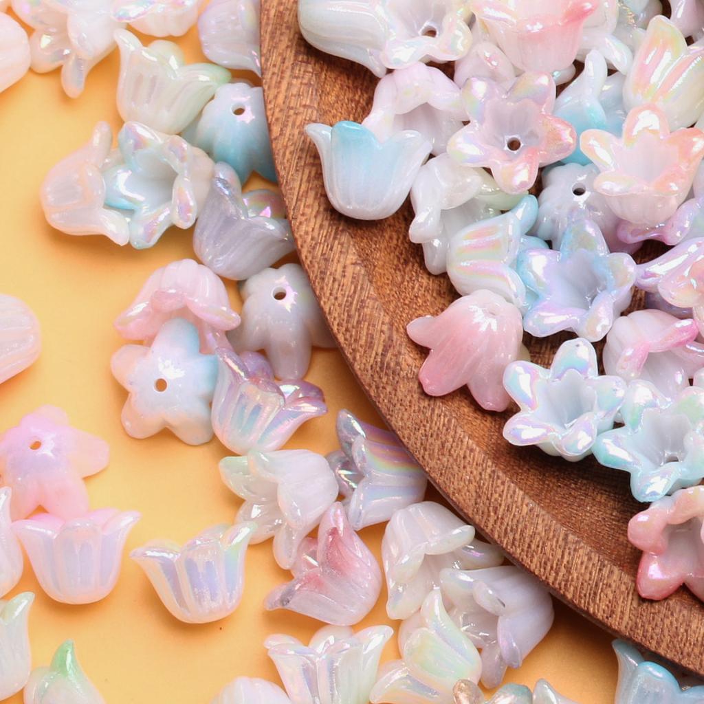 Свободные бусины, 500 г/пакет, маркировка ювелирных изделий, ореол, цветной акрил, ландыш, градиент, сделай сам, двухцветный