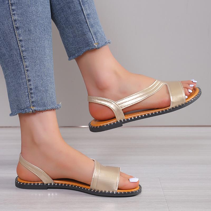 Fashion New Summer Shoes Women Sandals Flat Beach Shoes Woman Plus Size Solid Sandal Comfort Leather Sandals