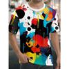 Men's Colorful Abstract Graffiti 3D Printed T-Shirt Casual Short Sleeve Crewneck Top Cool Paint Splatter Geometric Graphic Summer Streetwear Tees