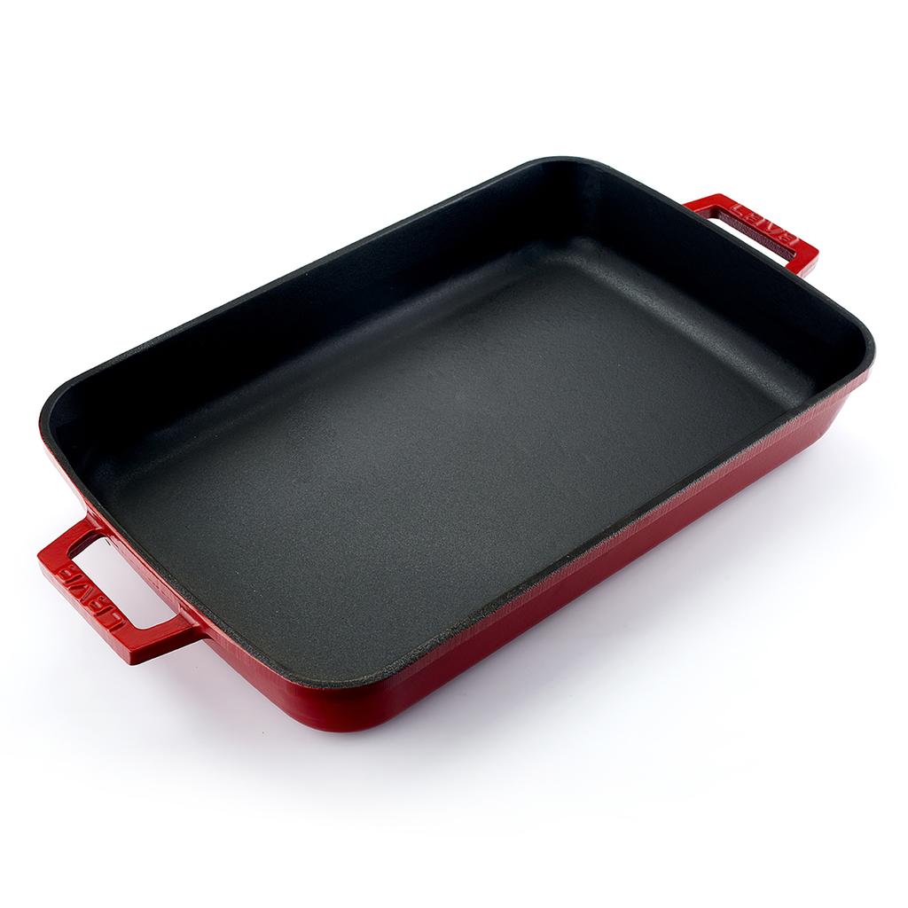 Lava Cast Iron Rectangle Spring Series Roaster. Dual Handle,  26X40cm.