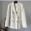 2025 New Women's Double-Faced Cashmere Grey Wool Coat - Short, Loose, Double-Breasted Korean Style Lapel