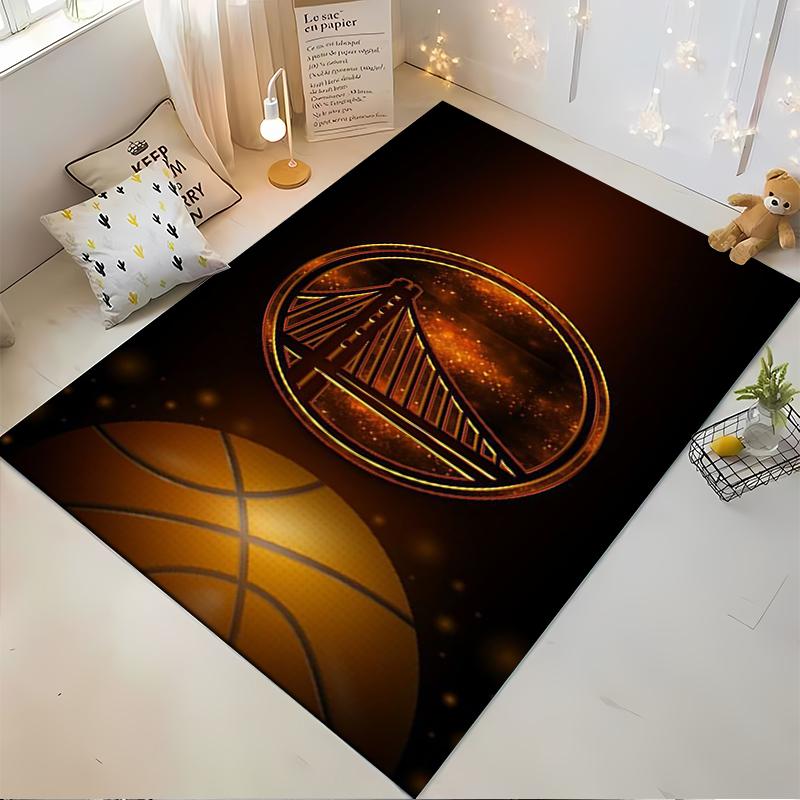 Golden Bridge and Basketball Themed Design Rug Non-slip rug suitable for living room and bedroom sofas.
