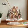 Small Christmas Ornaments for Shelves Acrylic Table Decor Gingerbread House Tree Ornaments Waterproof Holiday Desktop Decorations Living Room