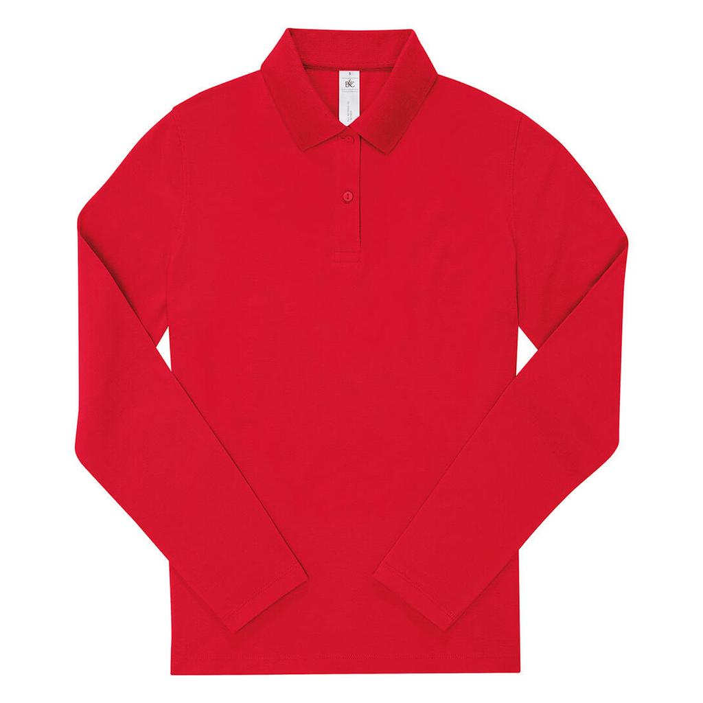 Женская/Дамская рубашка-поло с длинным рукавом B&C My Polo 180 Хлопок