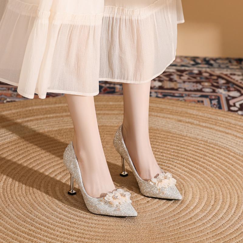 Новые стильные туфли на шпильках с острым носком, большие размеры и полнота, одинарные туфли, свадебные туфли с кристаллами