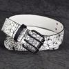 Rhinestone Skull Print Belt Pu Leather Halloween Skeleton Waistband  Belt Accessories