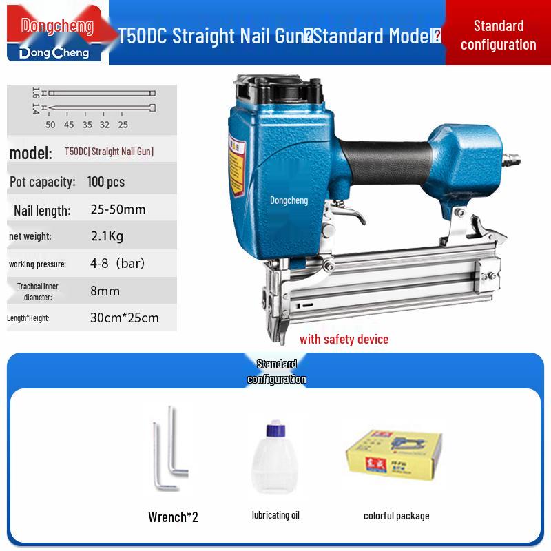 Пневматический гвоздезабиватель Dongcheng - F30 для деревообработки, гвозди-«комарики», стальные и степлер-гвоздезабиватель с гвоздями T50