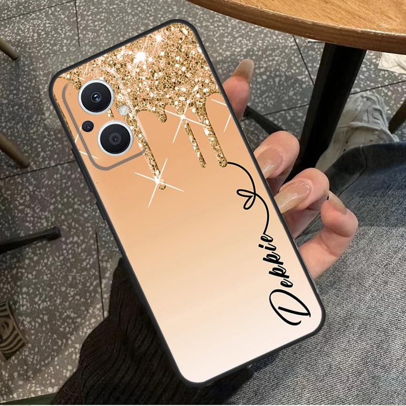 Personalised Glitter Name Case For OPPO Reno 8 7 6 5 4 Lite 2Z 4Z 5Z 8T 10 OPPO Find X5 X6 Pro X2 Lite X3 Neo Cover