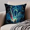 Dark style artistic illustration HHalloween Cushion Cover Pillowcase Antidustmite Invisible Zipper Short Plush Sofa Cushion