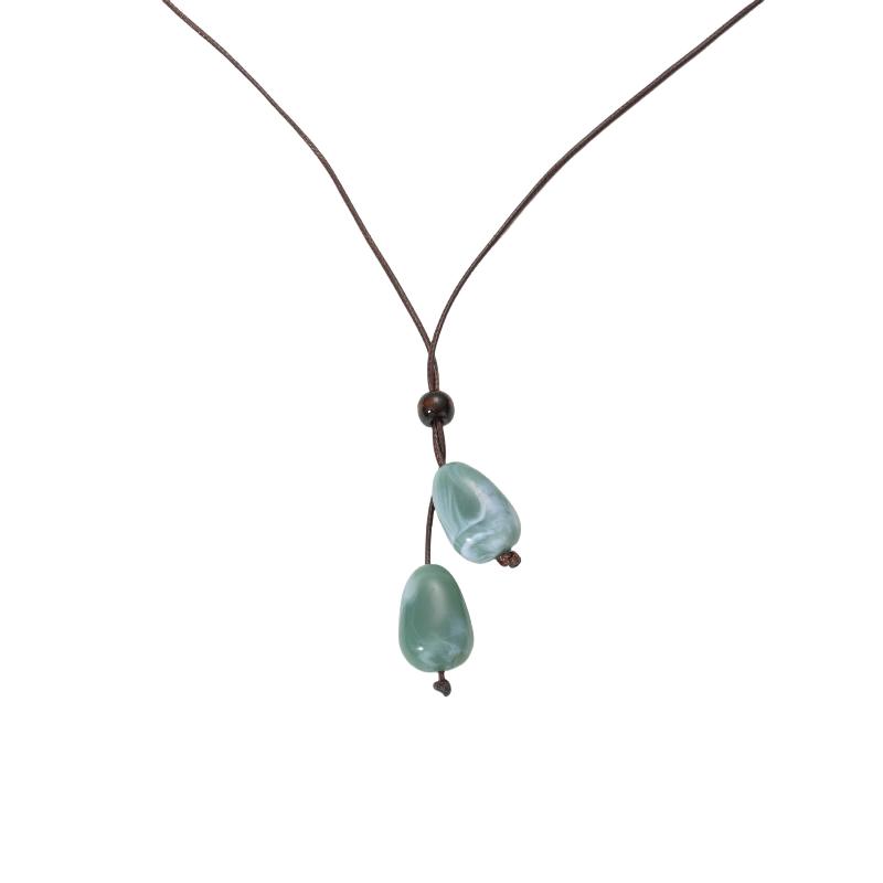 Элегантное длинное овальное ожерелье-подвеска в китайском стиле, лесная система, простое винтажное дзен-дизайн, ювелирный аксессуар