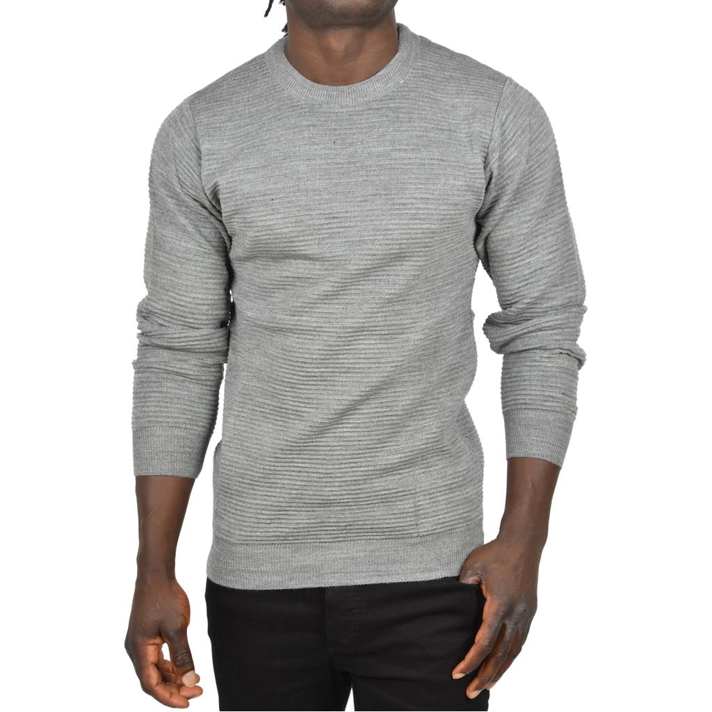 DeepSEA Striped Patterned Crew Neck Slim Cut Knit Sweater 2505492