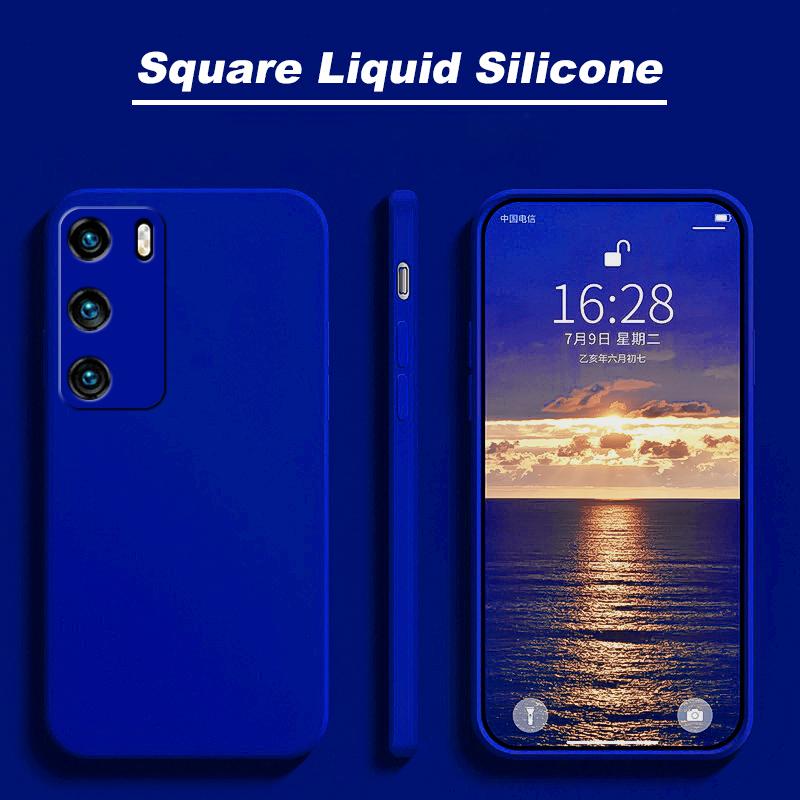 Luxury Liquid Silicone Soft Cover for Huawei P40 LITE P30 PRO P20 MATE 20 LITE 30 NOVA 3 3I 5T 9 SE 8 8I Y70 PLUS Y90 Square Full Protection Cover