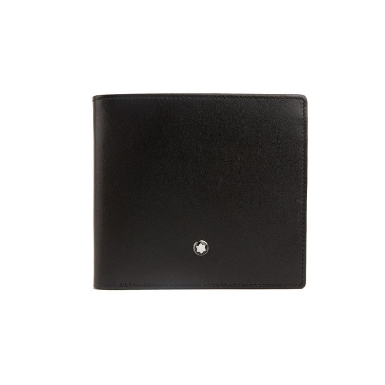 Montblanc Meisterstück Логотип Двойной Складной Кожаный Кошелек Мужской кошелек Черный 7163