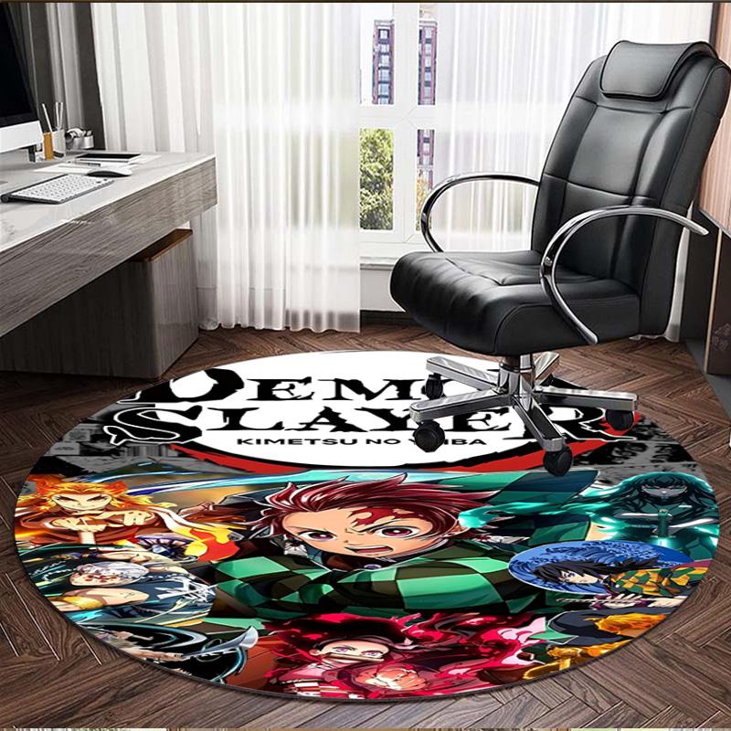 Demon Slayer Print Round Rug, Washable Floor Carpet, For Entryway Dorm Laundry Room Office Study, Home Decor Birthday Christmas Gift