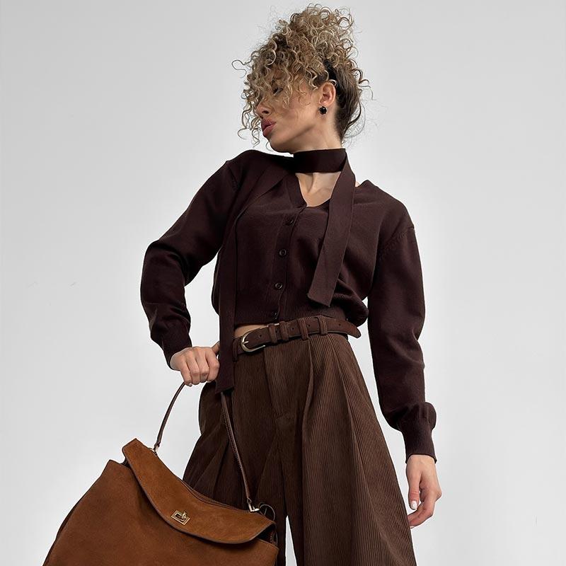 Вязаные кардиганы с V-образным вырезом, женские шикарные однобортные свободные элегантные однотонные свитера для женщин 2025 года, повседневные топы с длинным рукавом для женщин