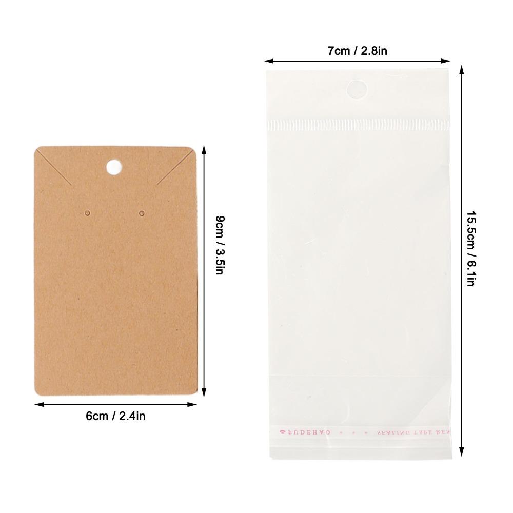 100pcs Transparent Bag Earring Display Cards Hanging Holes Keychain Display Cards  Jewelry Display