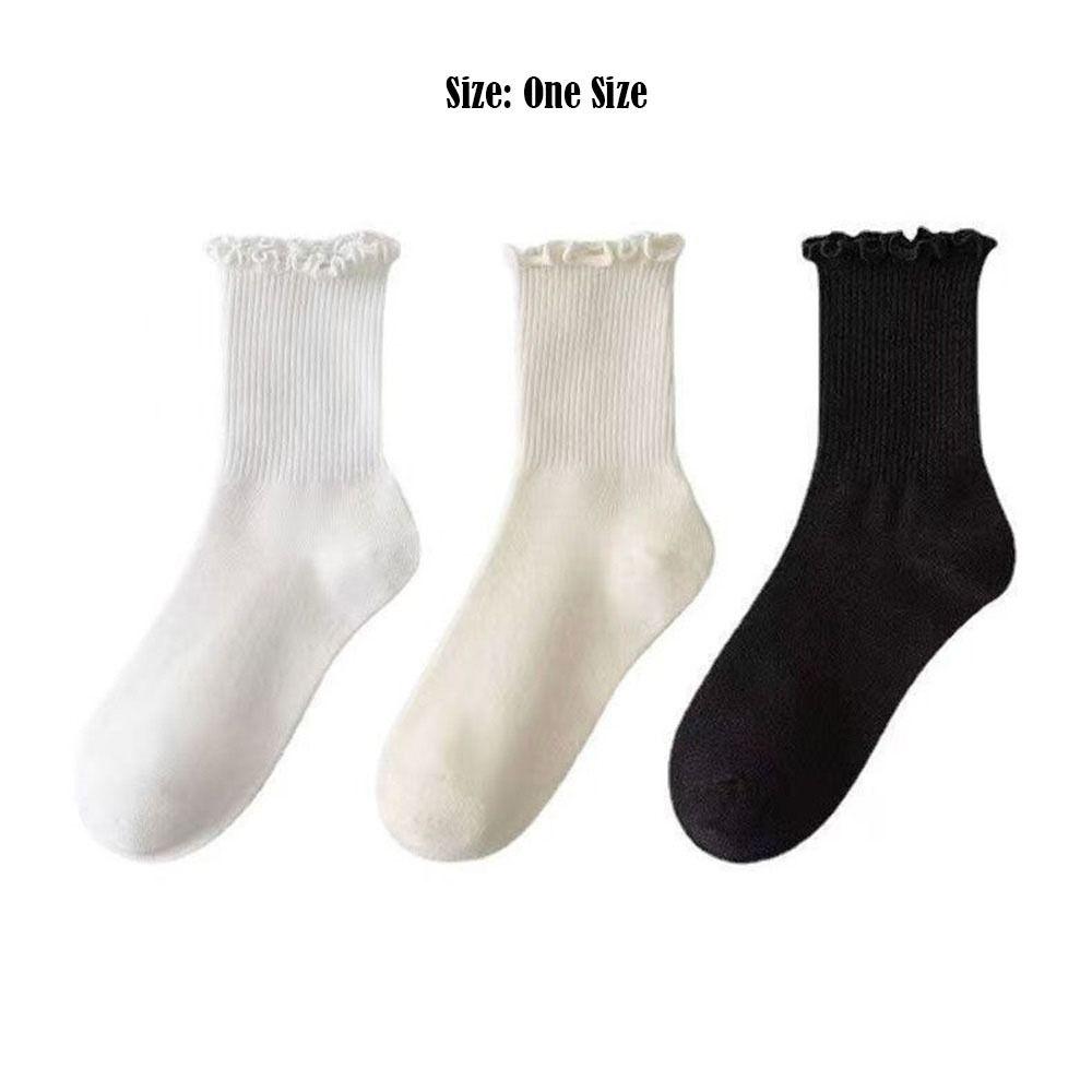 Cotton Women Ruffle Socks Comfortable JK Sock Cute Medium Tube Sock