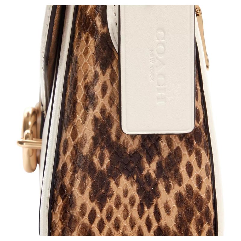 COACH shoulder bag Jade 26 color-blocked coated canvas and leather Dionysus armpit hand-held crossbody medium size women's white with light khaki