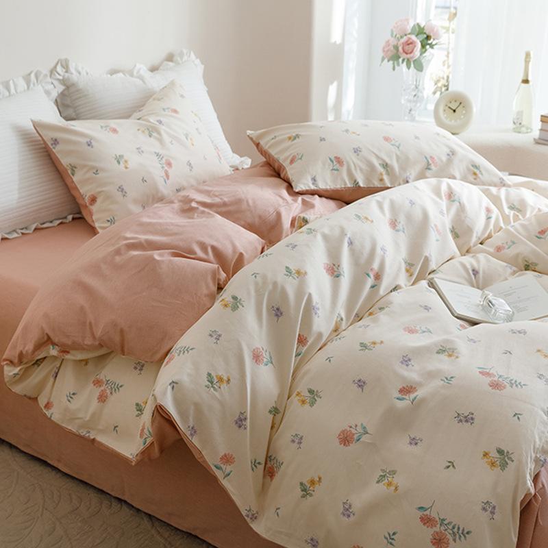 Ins стиль, чистый хлопок, четыре предмета, студенческая общежития, кровать, наволочка, пододеяльник, простыня, комплект из трех предметов