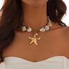 Irregular Geometric Shell Pearl Starfish Pendant Necklace Exaggerated Light Luxury Collarbone Chain Personalized Niche Item